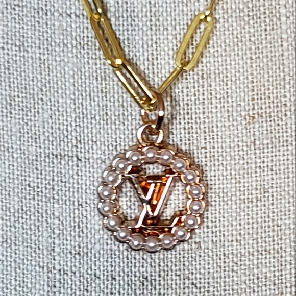 Repurposed Vintage Louis Vuitton Pearl Lock Necklace